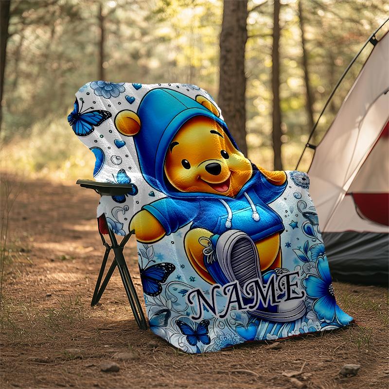 Customizable Winnie Throw Blanket – Personalized Name, All-Season Cozy Snug Blanket, Machine Washable, Personalized Blanket
