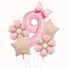 6Pcs 40inch Pink Foil Number with Stars and Daisy Balloon Set  Girls‘ Parties Weddings Baby Showers Digital Decorations Supplies