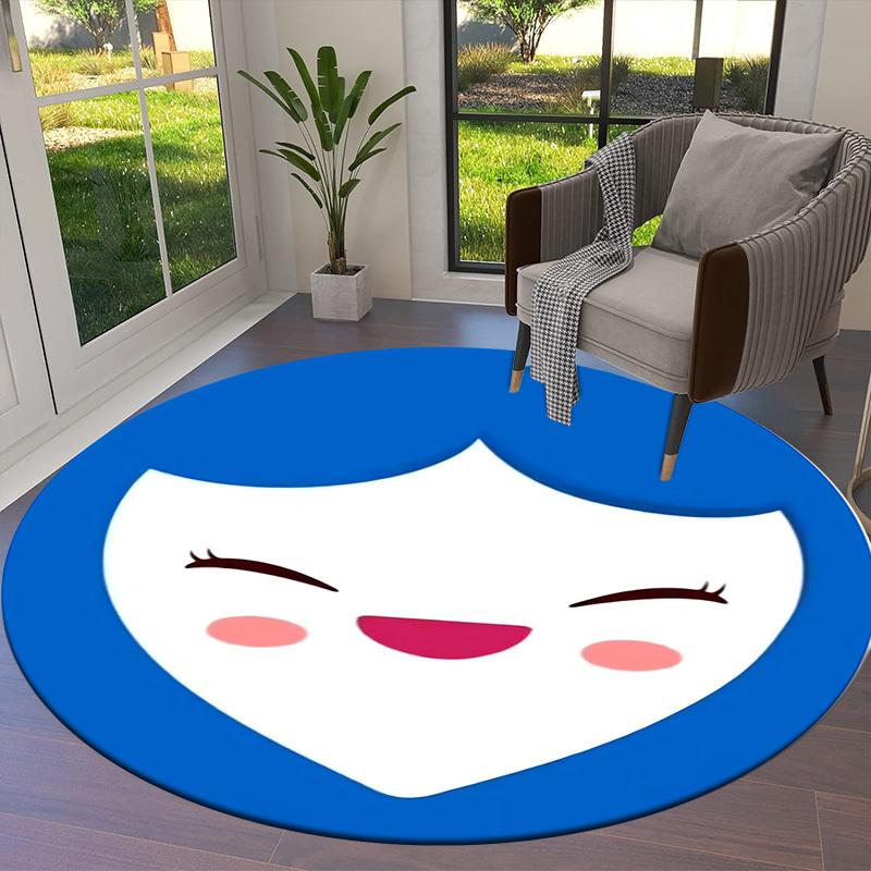 1pc Blue-haired character with closed eyes Round carpet, Made of Polyester,Perfect for Decorating Office Chairs, Living Rooms fplt657