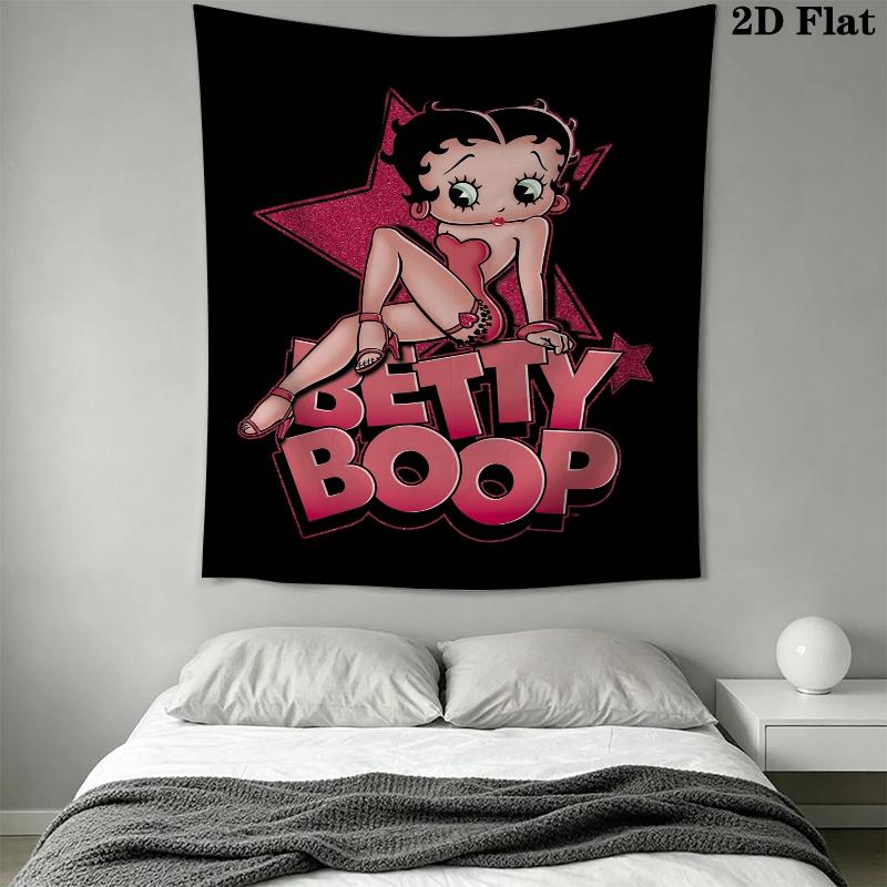 betty boop Wall Tapestry Aesthetic Wall Hanging Printed Fabric Blanket Decorative Tapestries for Bedroom Living Room Home Decor