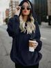 2023 Plus Size Women's Autumn & Winter Loose Hooded Solid Sweatshirt