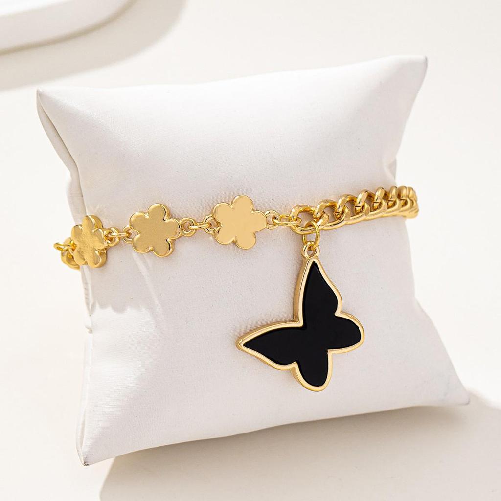 Personalized Versatile Patchwork Butterfly and Four-Leaf Clover Anklet Jewelry