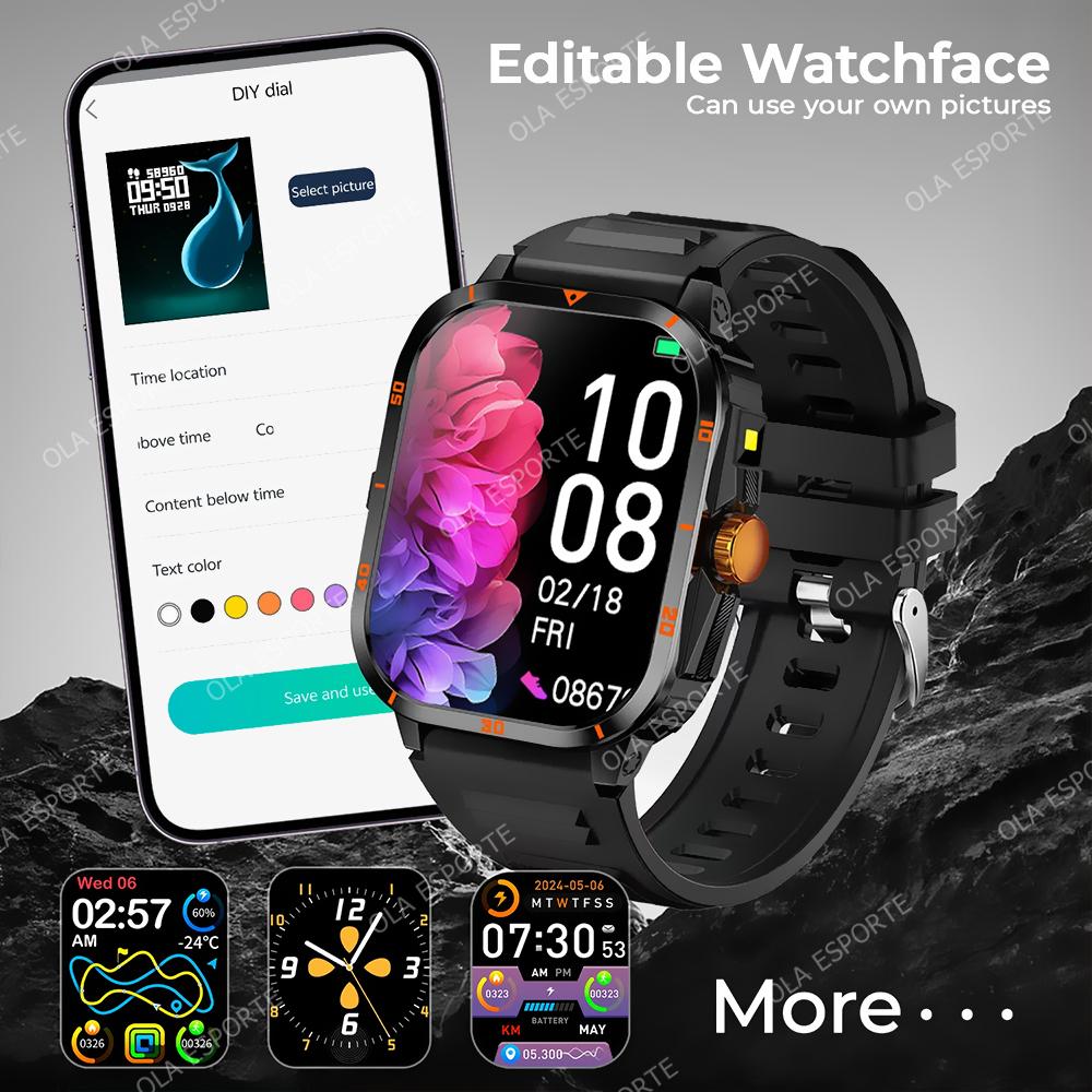 NEW Military Smartwatch 2.01'' HD Screen for Android/IOS Bluetooth Call Waterproof Outdoor Sports Fitness Smart Watch Men