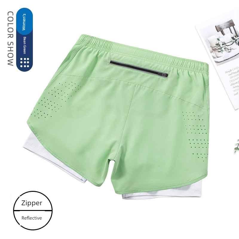 Men's Running Shorts Professional Marathon Track and Field Three-Quarter Length Quick-Dry Inner Lining Pants Sports Two-In-One Design with Phone