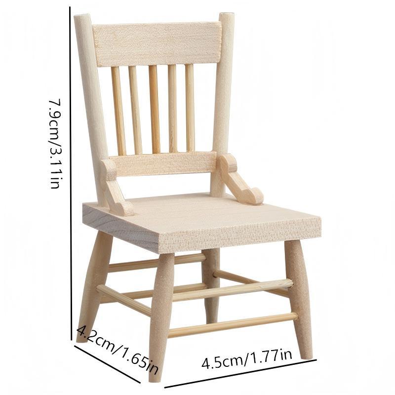 Hot Sale 1/12 Dollhouse Simulation Mini Wood Chair Model Dollhouse Furniture Decor Accessor Dolls House Micro Scene Photo Props