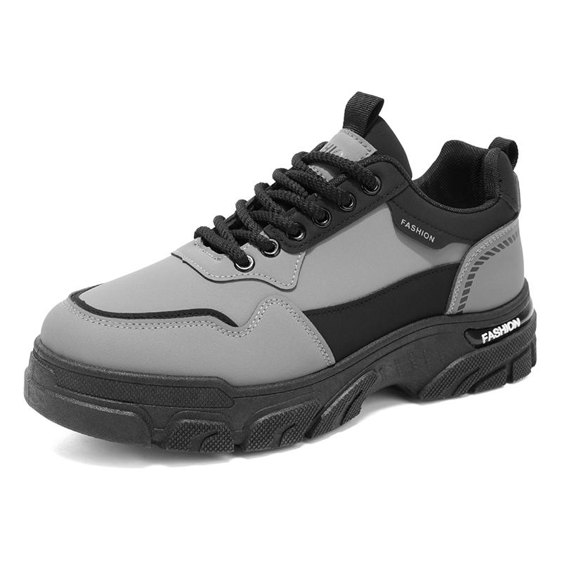 Mens Walking Shoes All Season Casual Comfort Wear-resistant Thick Soled High Top Outdoor Fashion Teenagers Work Boots 44 серый 2790₽