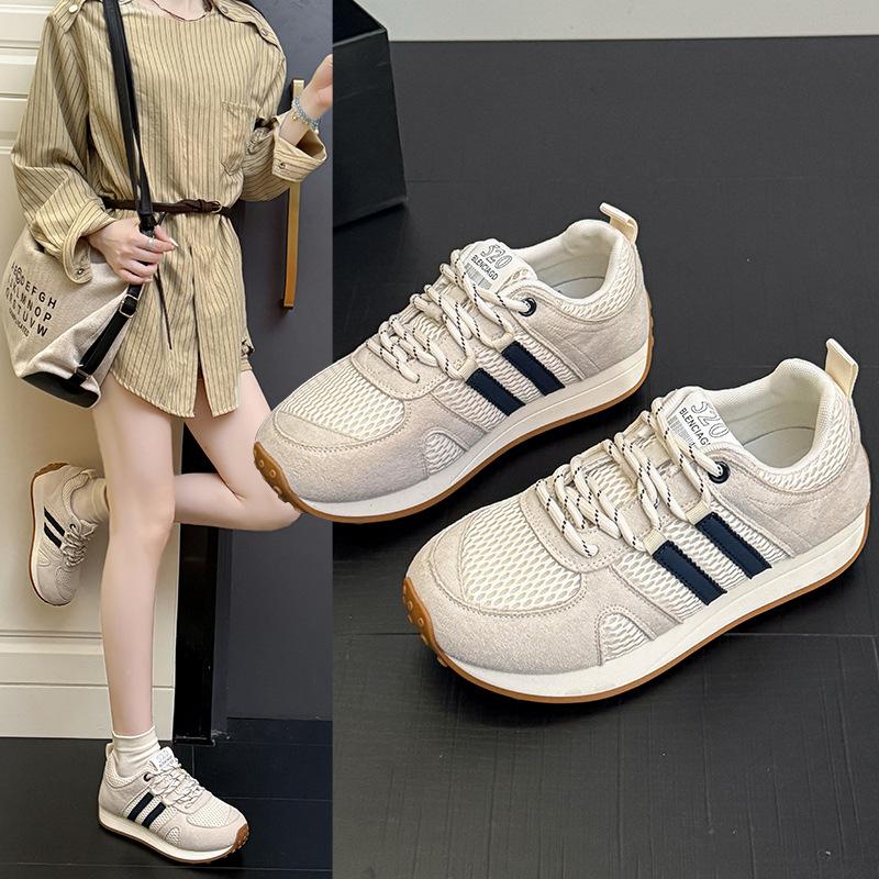 

Ugly cute girl s new spring and autumn breathable mesh lightweight small casual shoes 35 бежевый