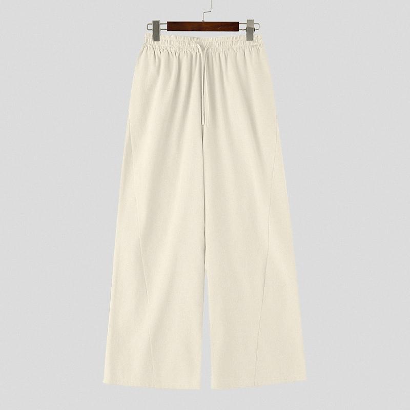INCERUN Men's Casual Elastic Waist Wide-Leg Pants Loose Streetwear Baggy Long Trousers