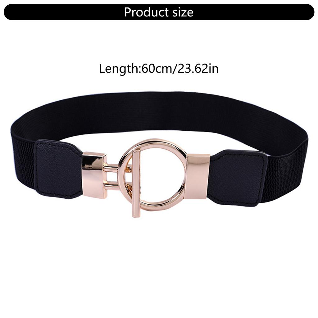 Women Stretch Waist Belt Fashionable Elastic Metal Buckle Adjustable Cincher For Dresses Casual Outfit Party Office Wear