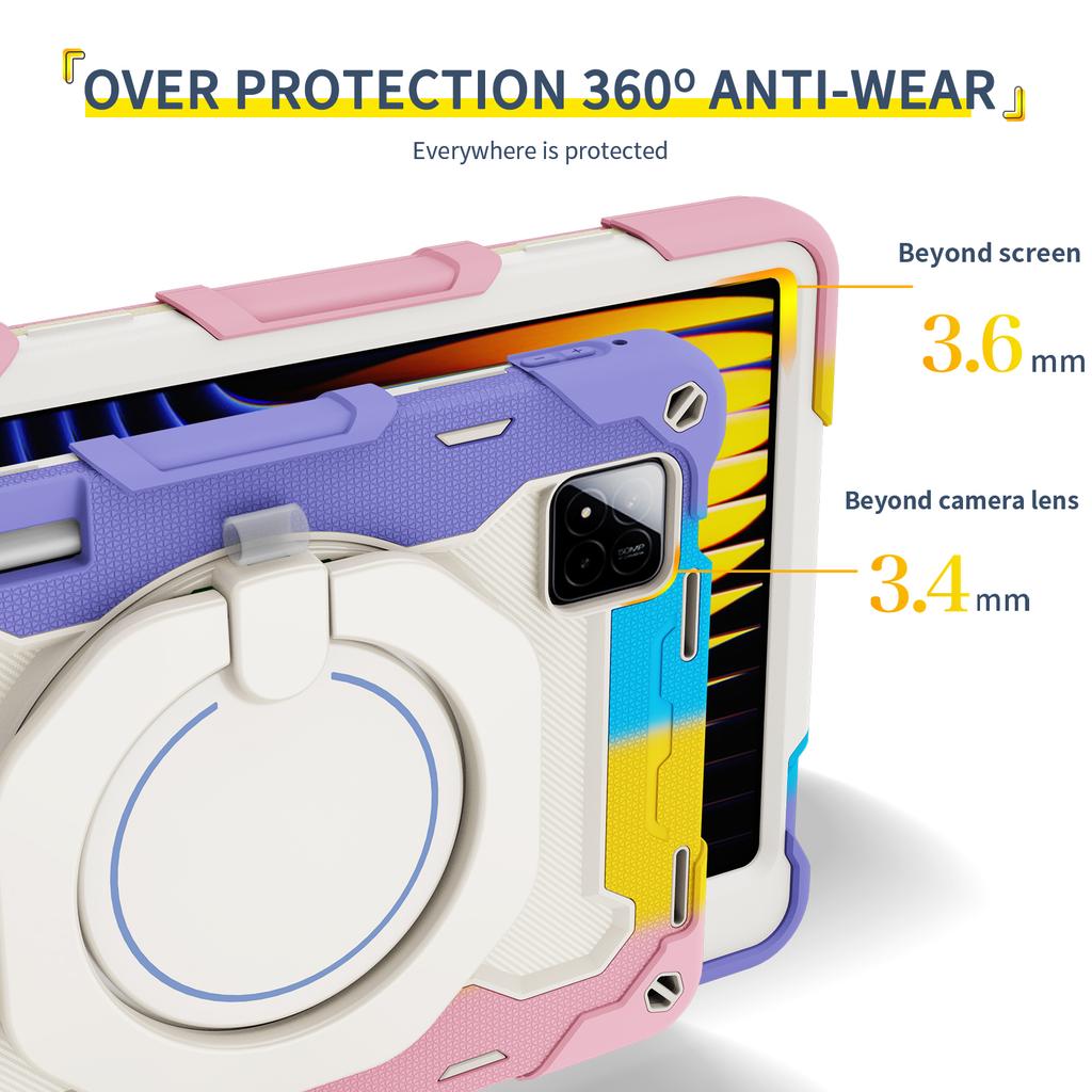 Per Xiaomi Pad 8 7 Pro 11.2" 5/6 Pro 11" 6S 7S 5Pro Redmi Pad SE K Pad Custodia con Supporto Rotante a 360° Cover Corazzata Resistente agli Urti con Cinturino a Maniglia