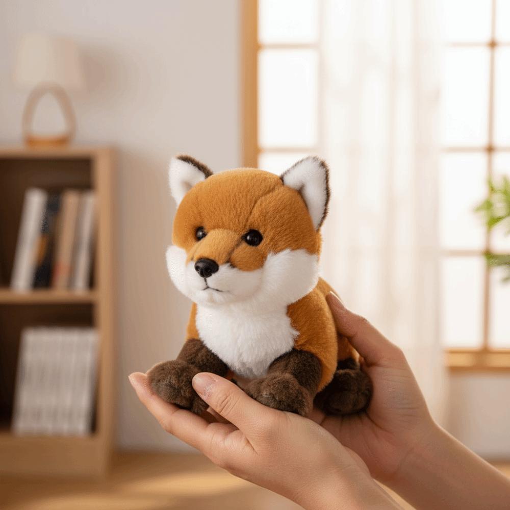 Fluffy Texture Lying Plush Toy Realistic Design Red Plush Toy Cute Simulation Plushie Home Decor