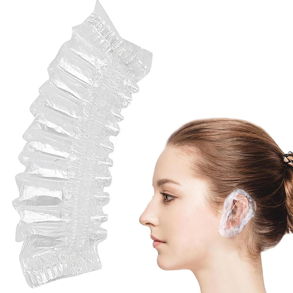 GLUN® Disposable Ear Protectors, Pack of 100, Waterproof Ear Covers for Hair Dye, Shower, Bathing, Ear Protecter Elastic Closing