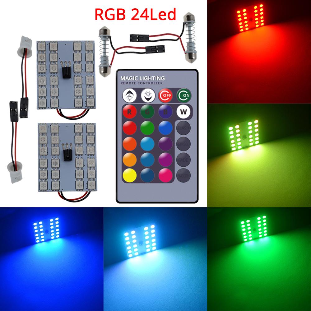 2 Stück Auto LED T10 5050 12/15/24/36 SMD Innenkeil RGB Panel Leselichter Innenraum Auto Kennzeichenleuchte BA9S Adapter