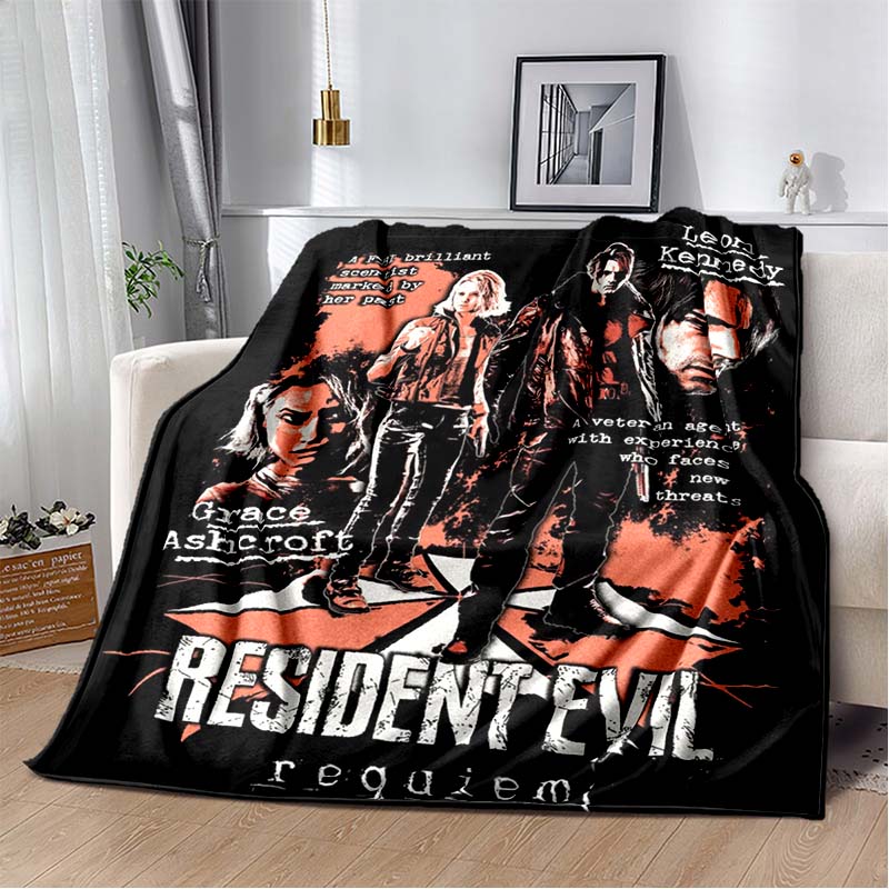 R-Resident Evil Game Gamer Soft Plush Blanket Leon Ada Red Umbrella Blanket for Living Room Bedroom Bed Sofa Picnic Office Cover