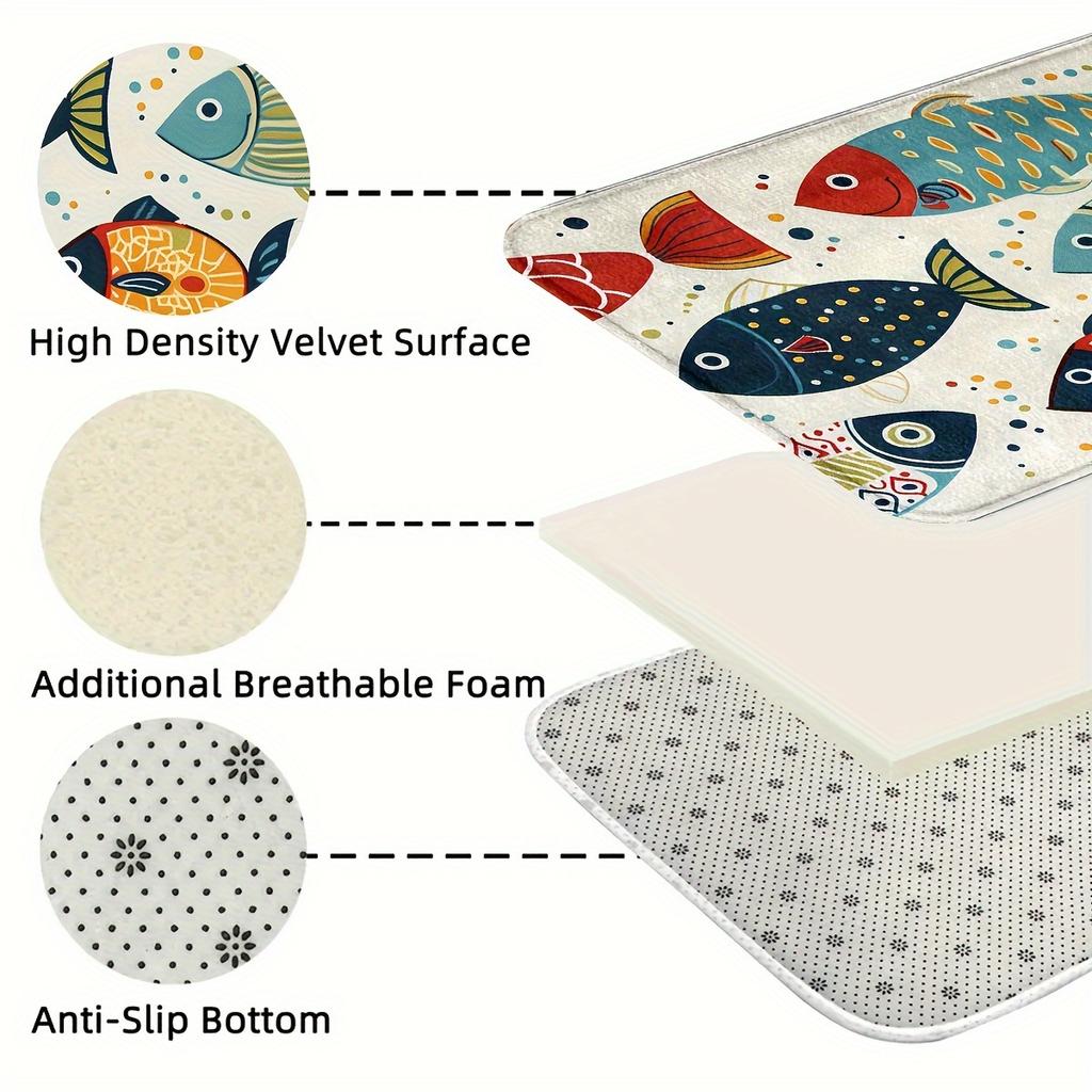 Cartoon Fish Slowly Swimming Carpet Soft Floor Mat Doormat Kitchen Rug Soft Living Room Carpet Rug For Bedroom Home Decor