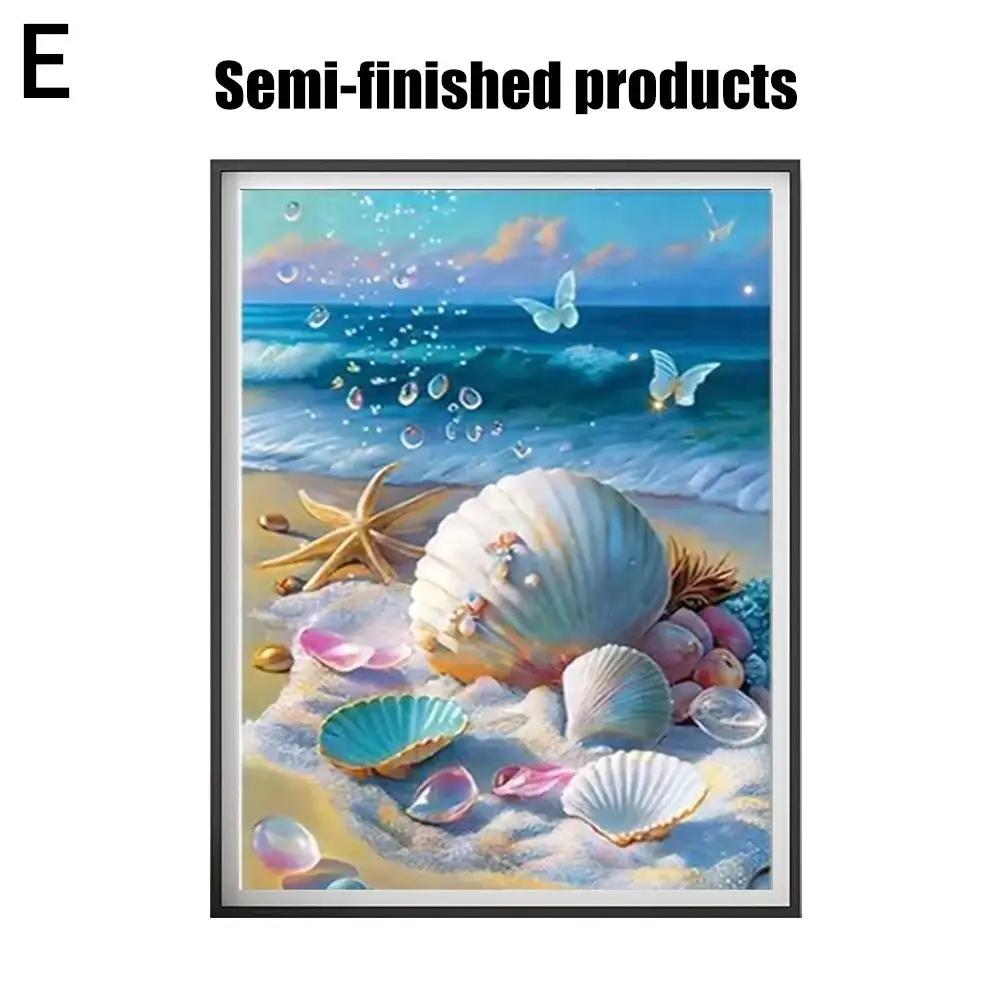 

5d Diy Shell Seaside Scenery Full Diamond Embroidery Gift Home Decor Kits Mosaic Cross Stitch Bedroom H7R2