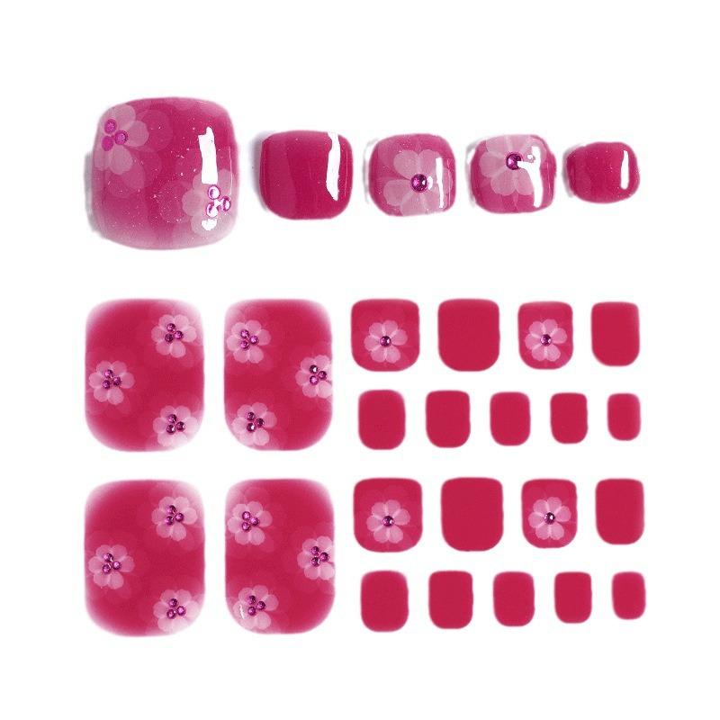 Waterproof Long Lasting ZF 3D Faux Rhinestone Stereo Pattern Full Cover Finished Toe Nail Stickers, Skin Brightening Toenail Decals