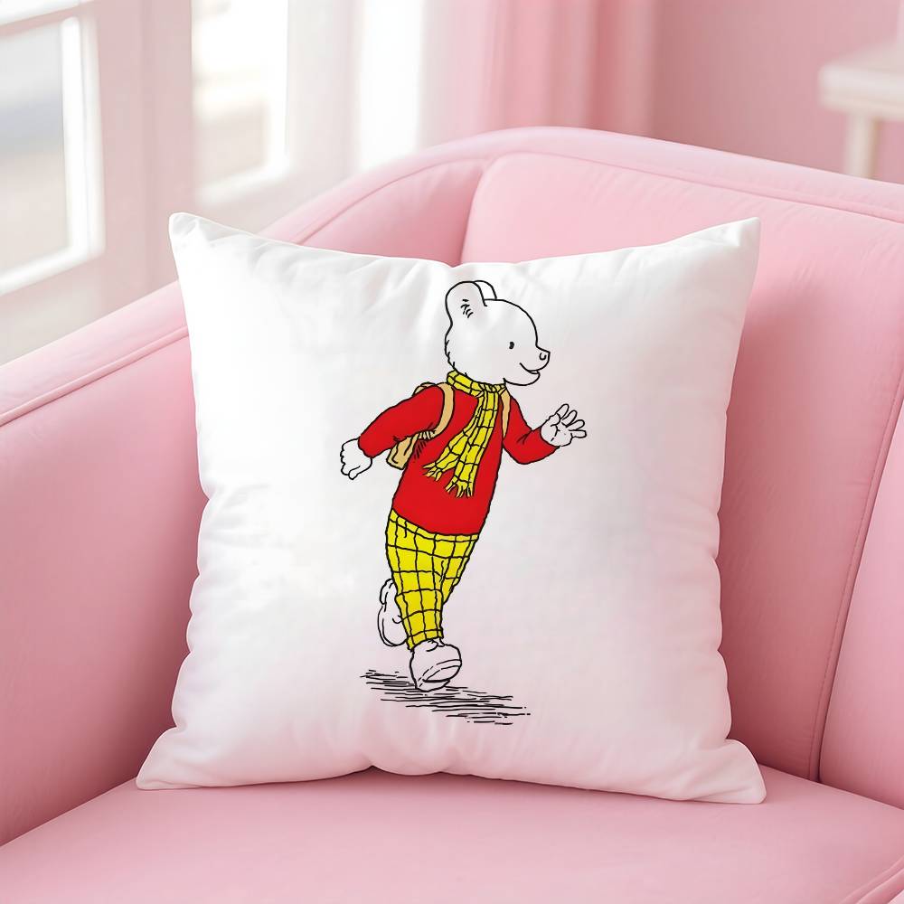 

Anime R-Rupert B-Bear Pillow Case pattern printing pillowcase living room sofa cushion cover bedroom room decor 16x16Inch