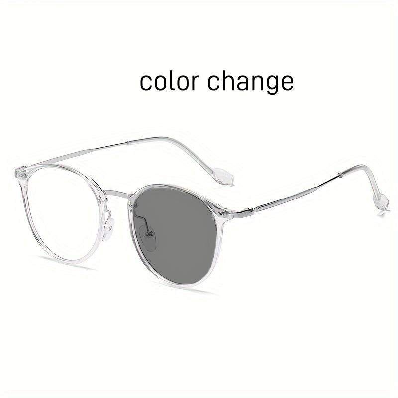 Trendy Women Ultra Light Anti Blue Light Glasses Metal Frame Dual Use Color Changing For Work And Leisure