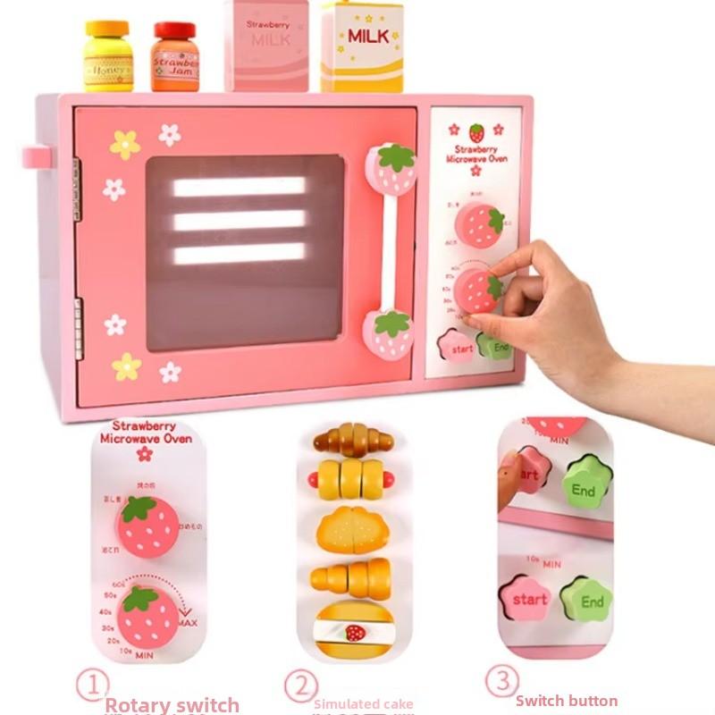 Children s Wooden Pretend Toys Bread Cake Shop Bakery Oven Accessories Set Wooden Children s Toys Bread Machine
