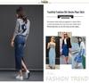 Women's High-Waisted Korean Denim A-Line Skirt with Elastic Back and Slit - Slimming Bodycon Fit, Mid-Length