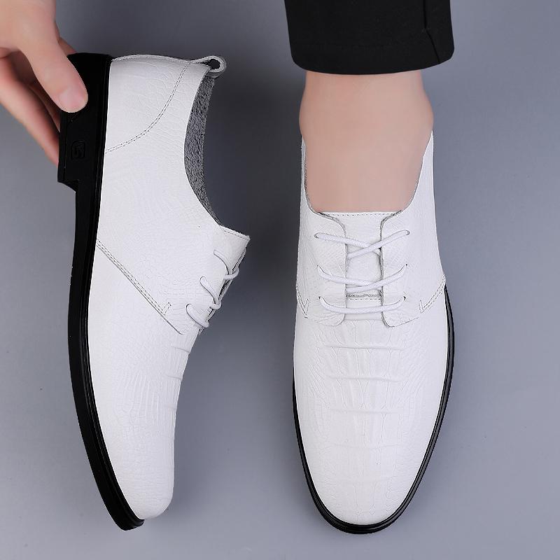Fashion Comfort Mens Loafers Genuine Leather Slip on Black Casual  Business Dating Formal Party Office Fashion  Business Lace-up Shoes