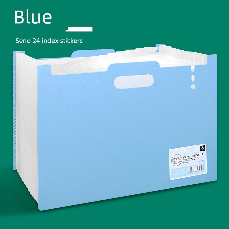 

Folder Vertical Multi-Layer Paper Storage Whole Bag Handy Gadget Student A4 Data Storage Book Classification Summary Insert Bag Book Stand Book Holder [Thickened Horizontal Style] Blue