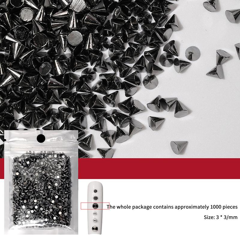 1000Pcs Retro Manicure Charms Punk Metal Rivet Nail Charms 3D Cone Nail Art Studs Stylish Alloy Nails Decoration Accessories