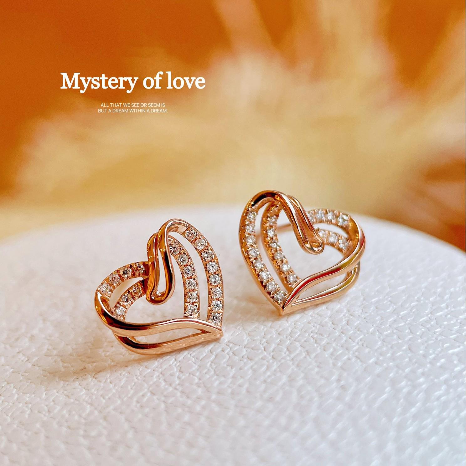 Silver Heart-Shaped S925 Sterling Silver Stud Earrings with Diamond Accents - Fashionable Luxury Retro Design for Women 925 Sterling Silver