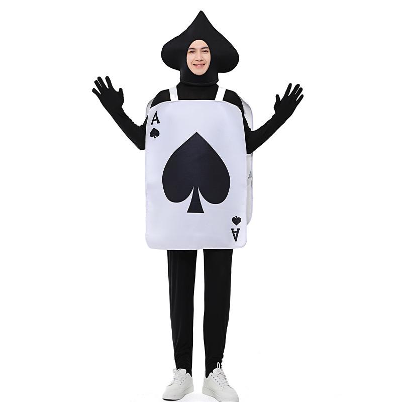 Traje Cosplay de Cartas de Baralho de Copas e Espadas Bodysuit Vermelho de Ano Novo