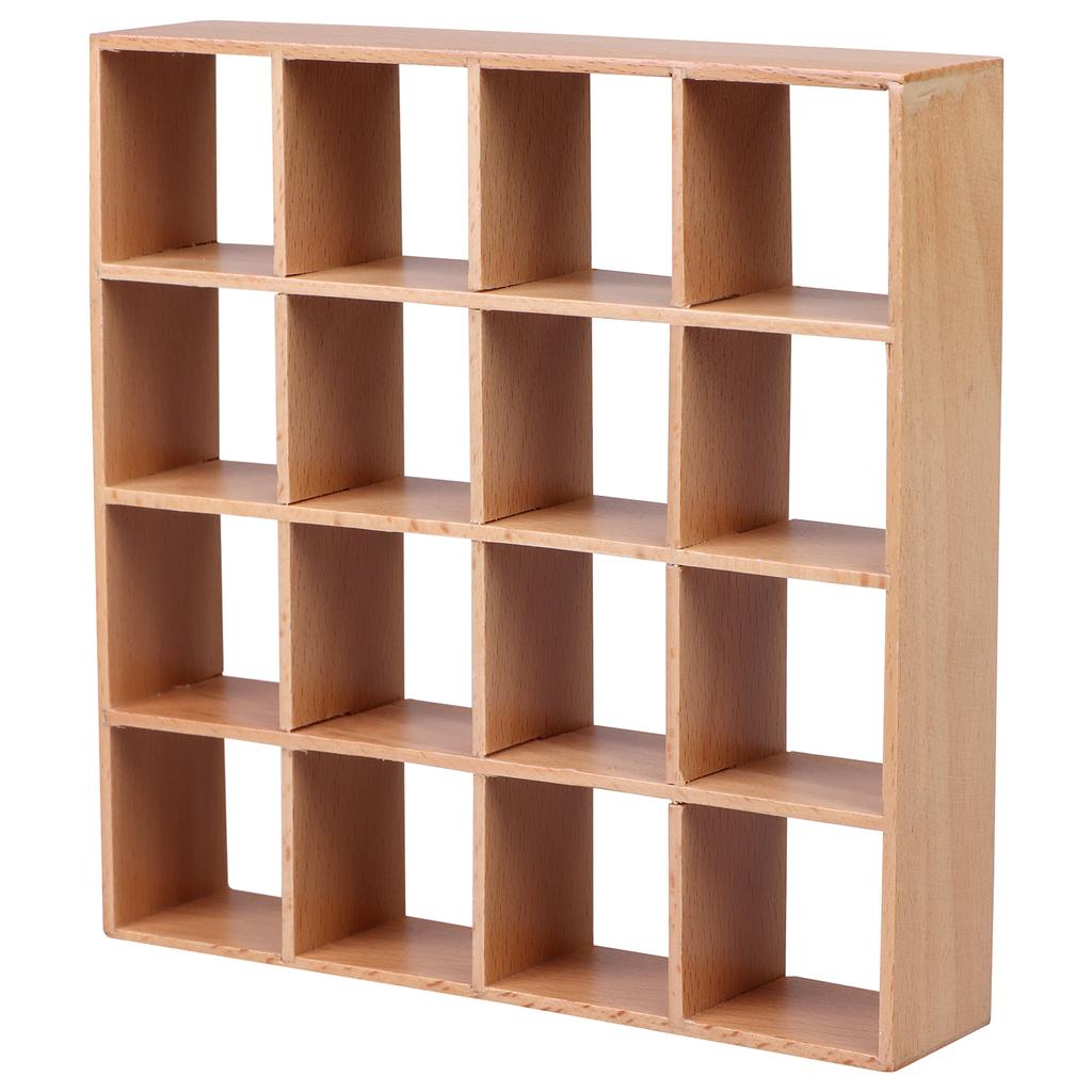 1: 12 Bebek Evi Minyatür Ahşap Depolama Rafı 16 Izgara Raf Bebek Evi Duvarı