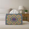 2D Flat, 1pc Mediterranean-Style Decorative Tissue Box with a Multicolored Tile Design, Featuring a Storage Organizer Suitable for Home, Kitchen, And