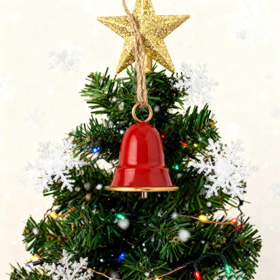 Yousheng Rustic Metal Christmas Bell Large Red Green Golden Jingle Bell Christmas Tree Hanging Decor Vintage Handmade Wind Chime for Tree Wreath Door