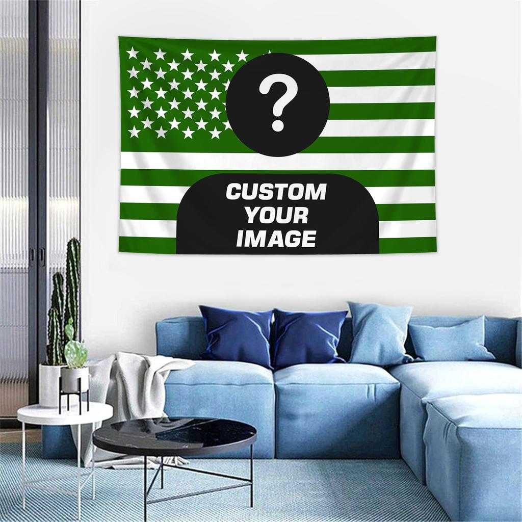 1pc Personalized Photo Customized American Flag Tapestry, Room Decoration Banner Tapestry Customized for Family, Pets, Idols