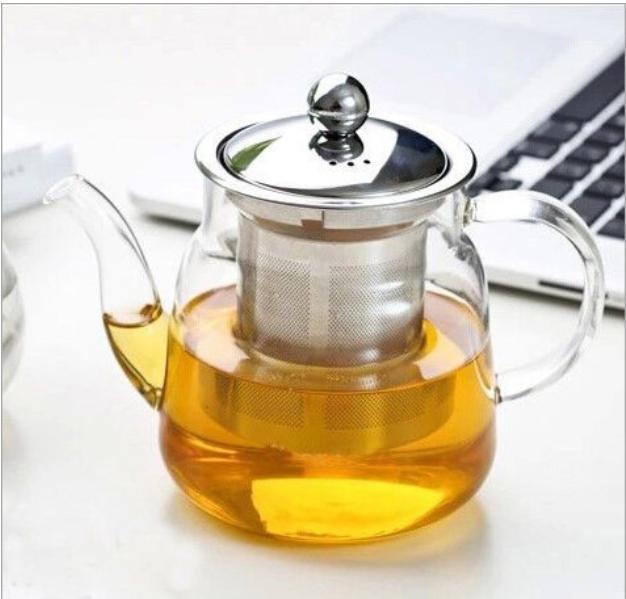 High Borosilicate Glass Teapot with Tea Filter for Office and Home Usage