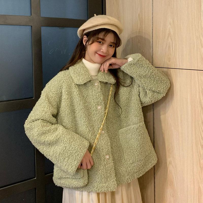 

Новая маленькая духи стиль пальто из овчины для женщин зимой в корейском стиле утолщенный универсальный короткий топ из овечьего бархата 2XL