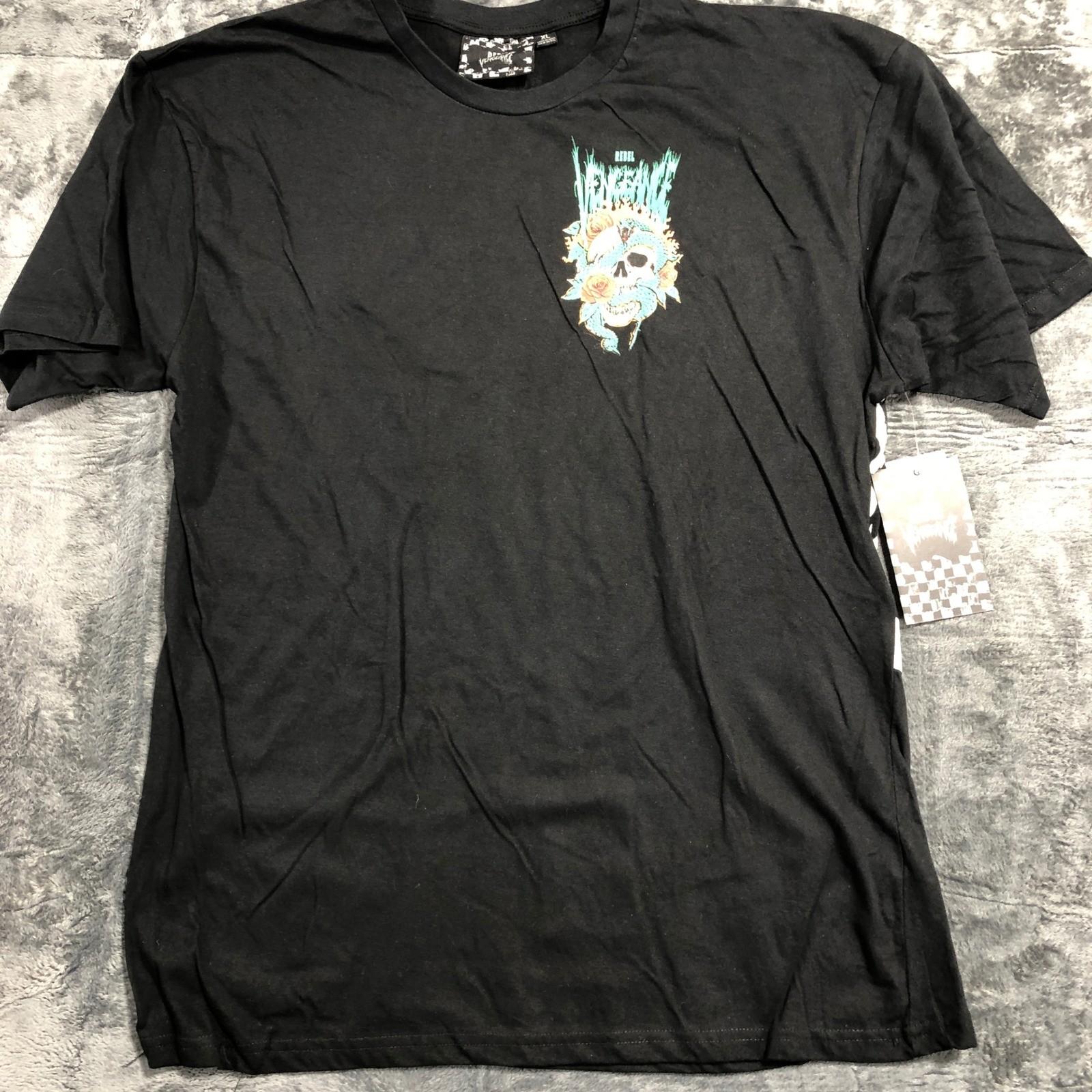 Rebel Vengeance T Shirt Mens XL Black Graphic Skull Snake Roses Flames PK1001 S разноцветный