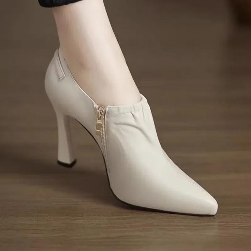 Fashion 2025 High Quality Side Zipper Women's High Heels Fashion Belt Buckle Office and Career Sexy Pointed Toe Heels Women High Heels