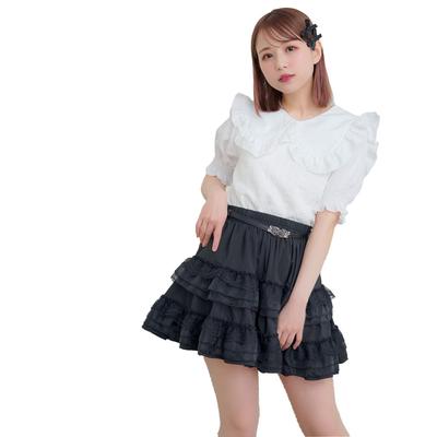 Yumetenbou Stufenrock mit Rüschen, Minirock, ausgestellter Rock, Damen, Französisch Girly