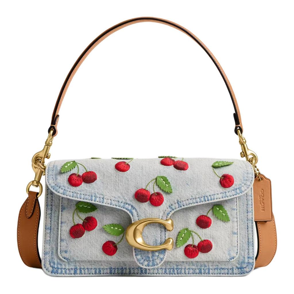 Coach Tabby 26 Kirschstickerei Denim und Kalbsleder Tragetasche Mittel Damen-Tragetasche Blau CDZ32-B4EI