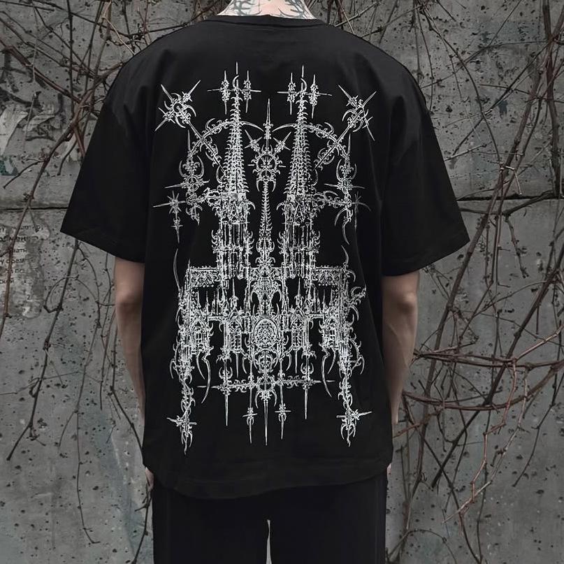 Y2K Retro Totenkopf-Print Lockeres T-Shirt - Kurzarm Rundhals