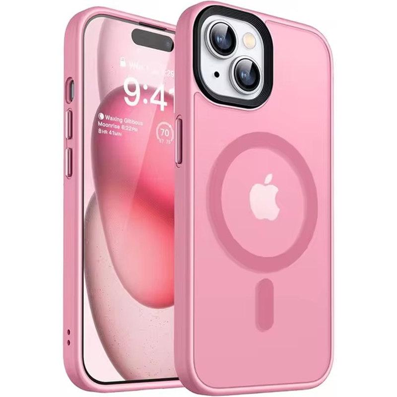 

Розкішний гібридний матовий твердий чохол Magnetic For Magsafa для iPhone16 15 14 Plus 16 15 14 13 12 11 Pro Max Silicone Soft Shell Clear Frosted Cover iPhone 15 Pro Max рожевий