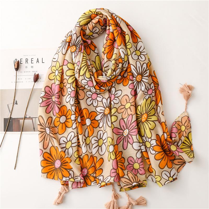 Fashion Women Spring Autumn Viscose Scarf Shawl Lovely Leopard Floral Tassel Pashmina Stole Wrap Echarpe Foulards Muslim Hijab