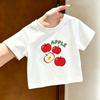 Apple Letter Cartoon Printed Children's T-shirt Summer New Personalized Parent-child Outfit Fashionable Breathable T-shirt