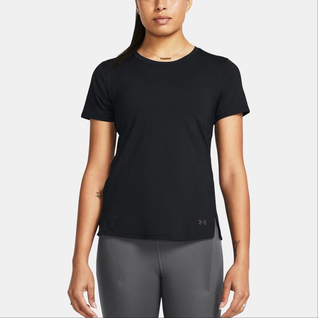 Under Armour Solid Quick-Dry Crew Neck Short Sleeve T-Shirt Women tops Black 1383364-001