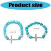 Turquoise Stone Crosses Stretch Bracelet Metal Beaded Elastic Jewelry Portable for Daily or Special Event