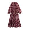 Spring and summer new women's clothing, European and American style fashion simple metal line printing long dress