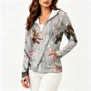 Women Lightweight Zip Up Hooded Jacket with Pockets Long Sleeve Sun Protection Printed Outdoor Activewear