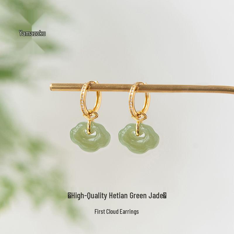 Серьги из Хэтяньского нефрита Жуи: Серьги-капли и клипсы в китайском стиле для Праздника Циси.