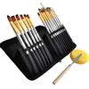 17Pcs Painting Brush Set Acrylic Professional Silver Round Rod Nylon Wool Art